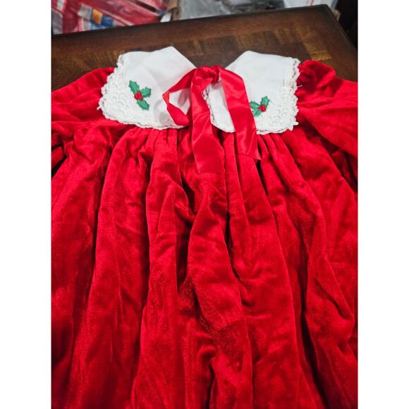 Vintage Girls Red Christmas Dress Lot Holiday Velvet Embroidered Size 2T - Picture 5 of 10